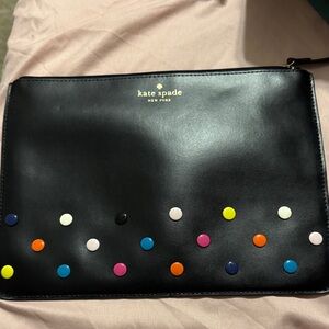 Kate Spade Black Pouch with Multicolored Dots